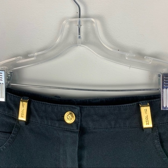 St. John Black Straight Leg Gold Hardware Casual Minimal Denim Pants Jeans 6 - Picture 5 of 9